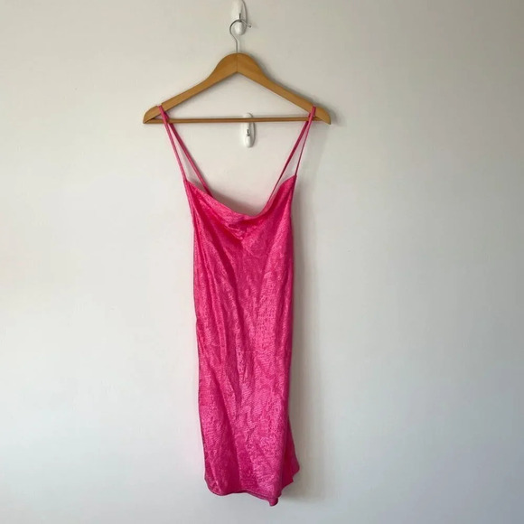 Zara  Jacquard Animal Detail Slip Mini Dress Hot Pink Sz Small NWT - Picture 7 of 12